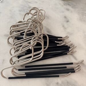 Set of 24 Easy On & Off Open-Ended Non-Slip Metal Pants Hangers Silver Black OS